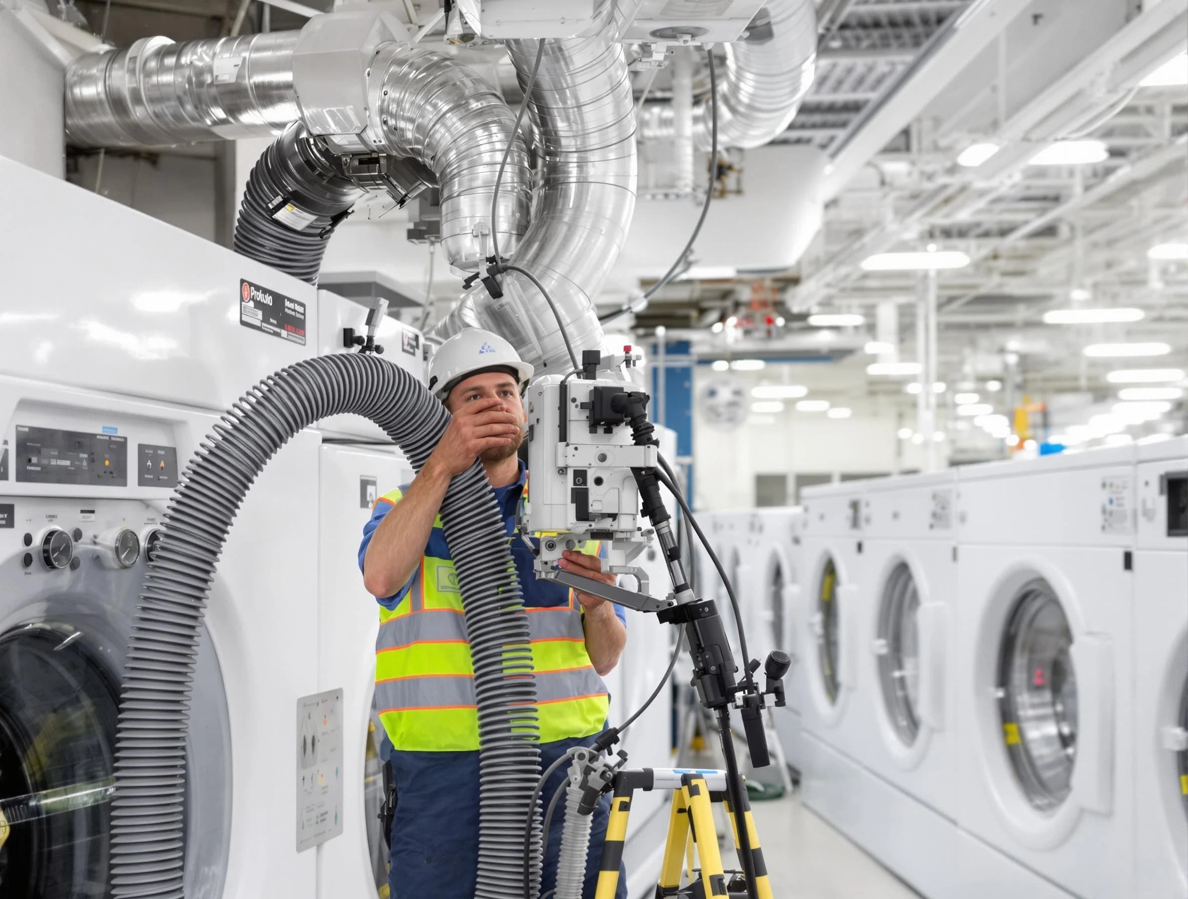 Draper Dryer Vent Cleaning team performing commercial-grade dryer vent cleaning at a business facility in Draper